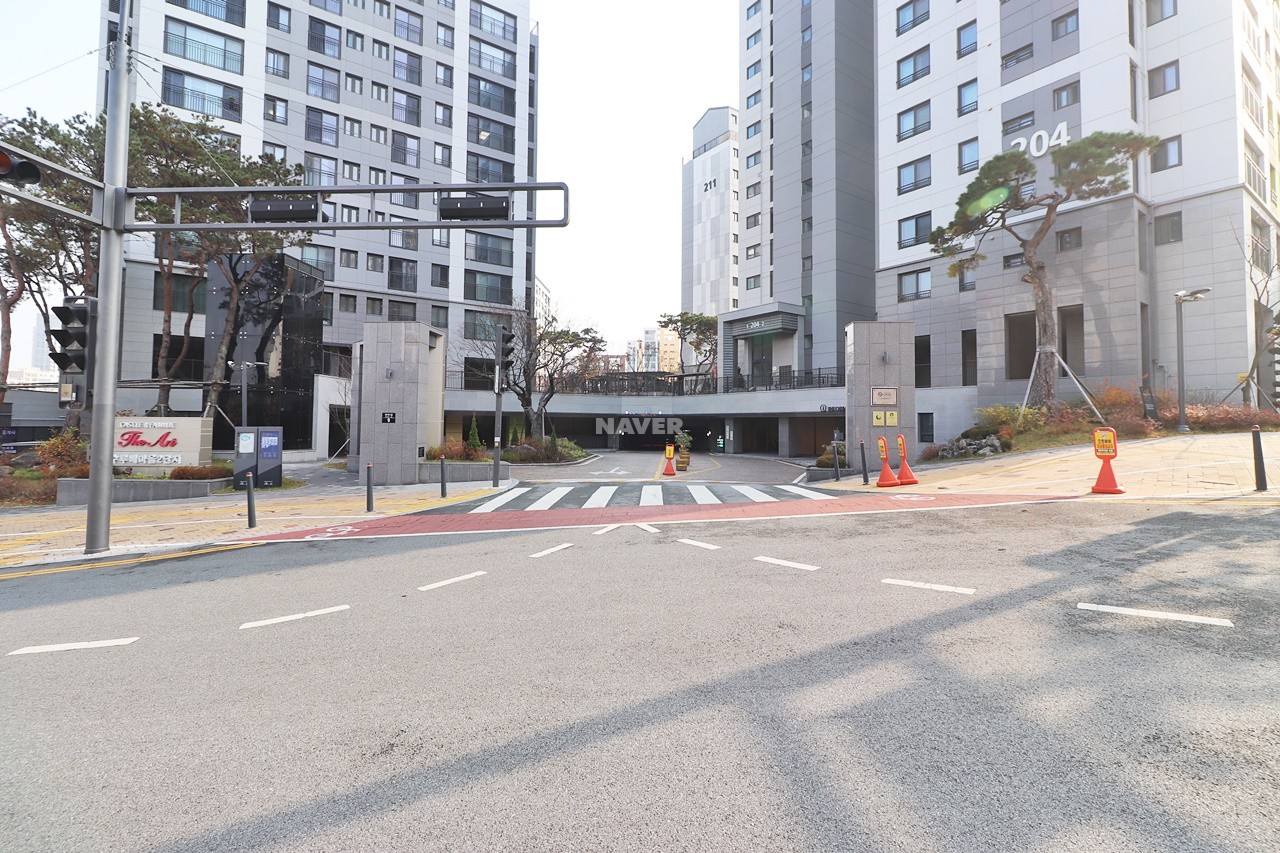 Building entrance with signage