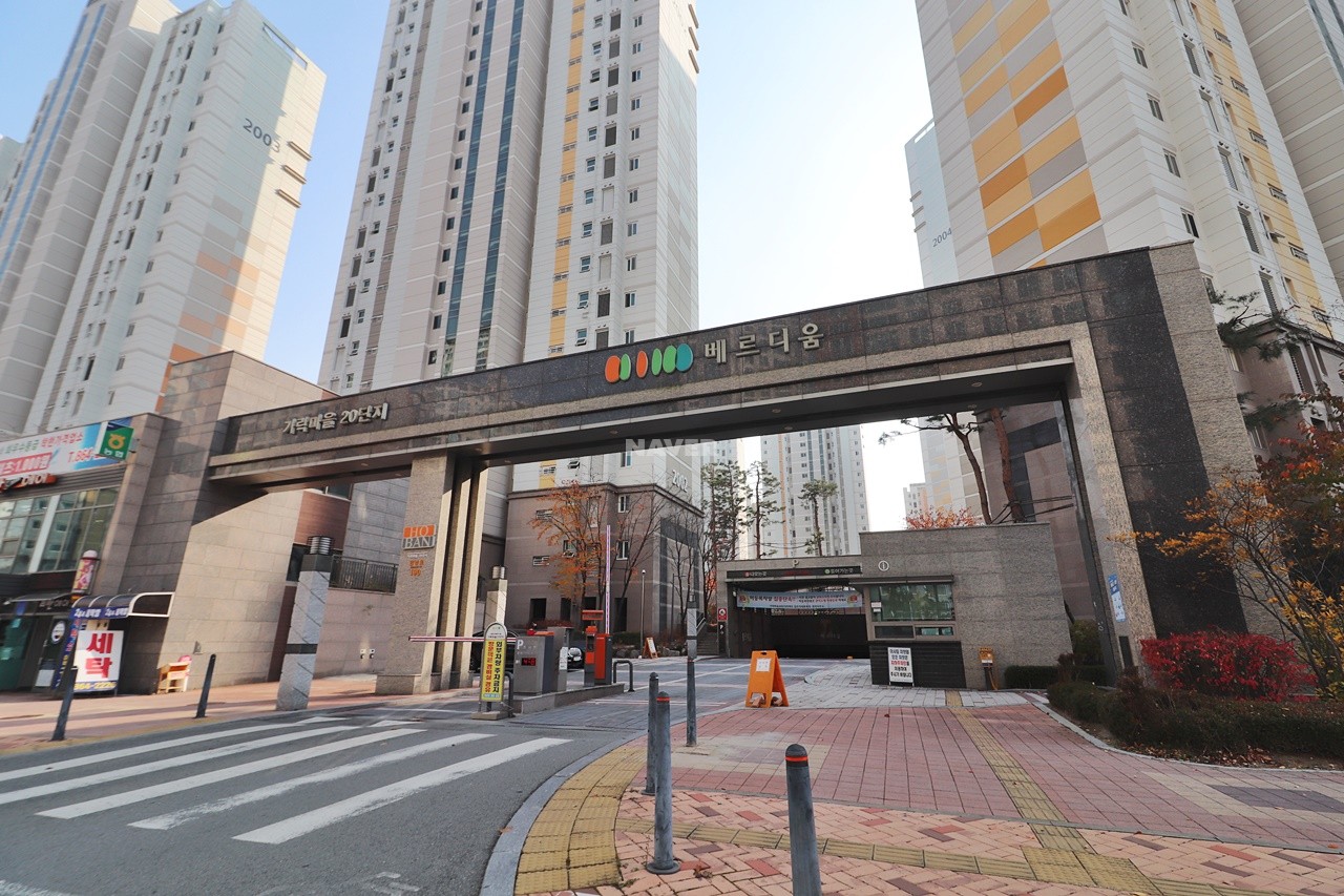 Building entrance with signage