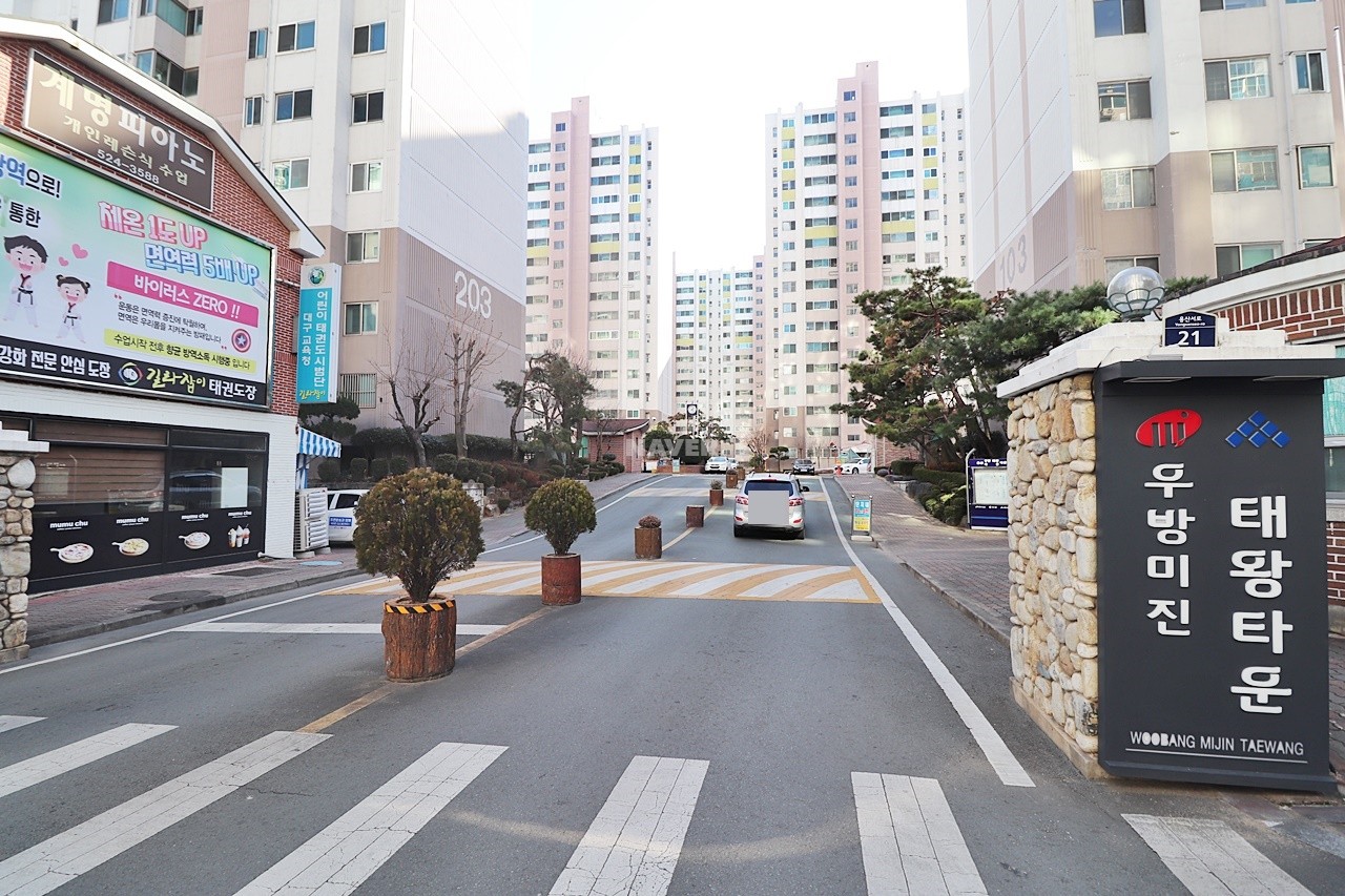 Building entrance with signage