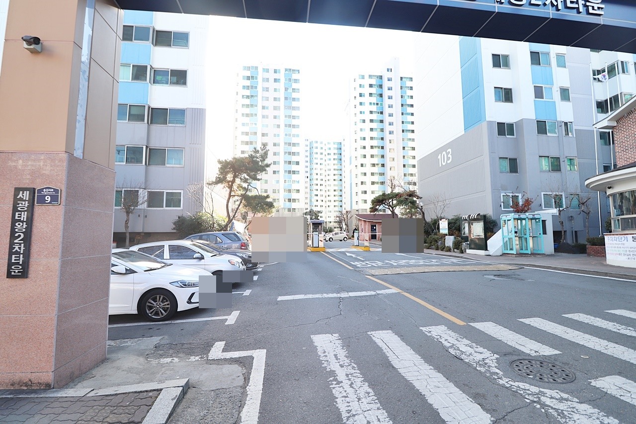 Building entrance with signage