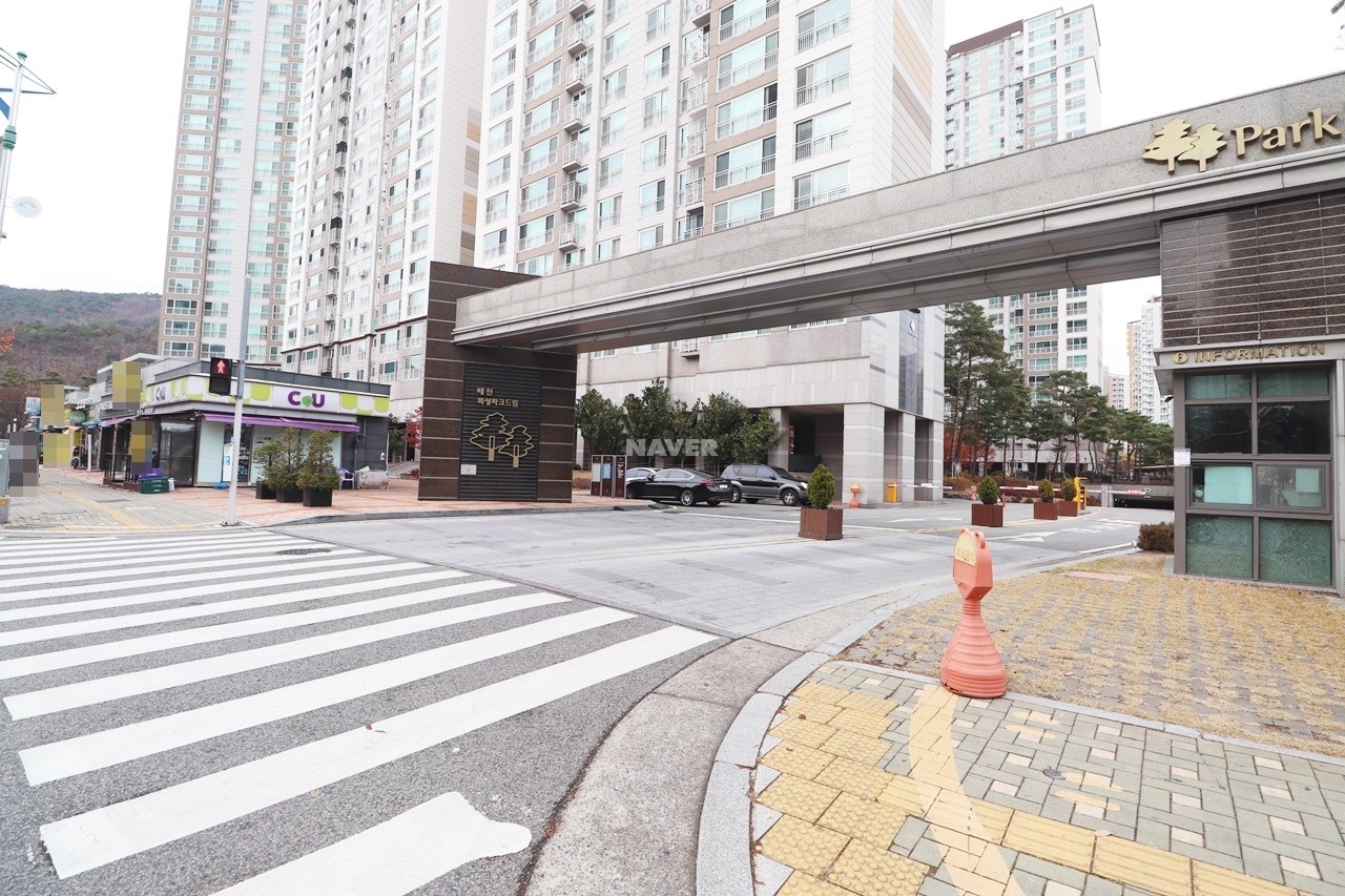 Building entrance with signage