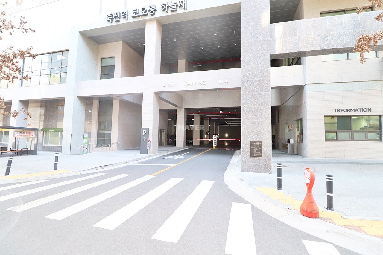 Building entrance with signage