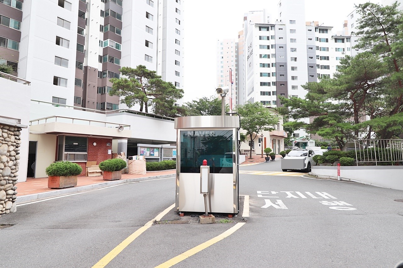 Building entrance with signage