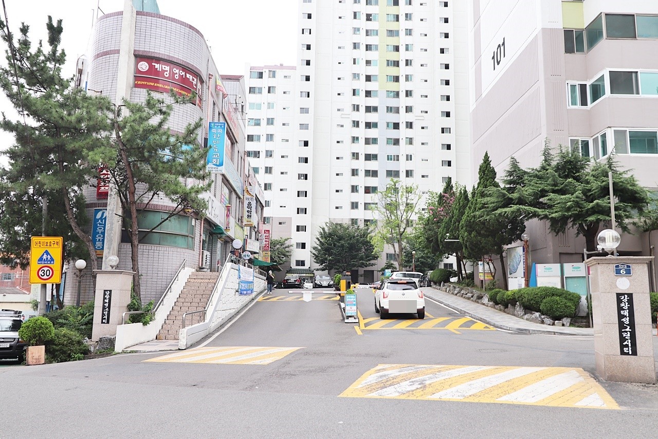 Building entrance with signage