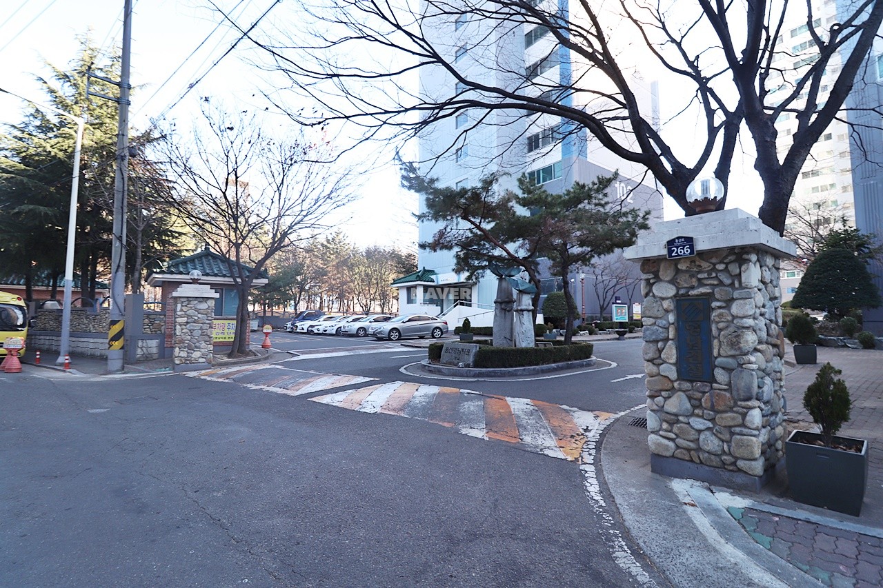 Building entrance with signage