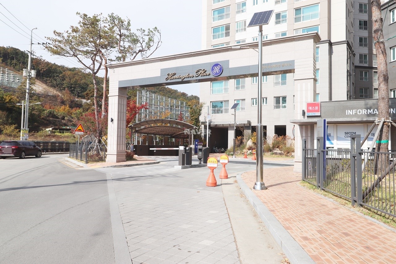 Building entrance with signage