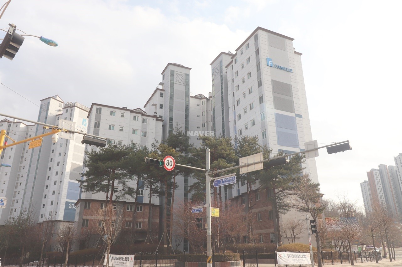 Building entrance with signage