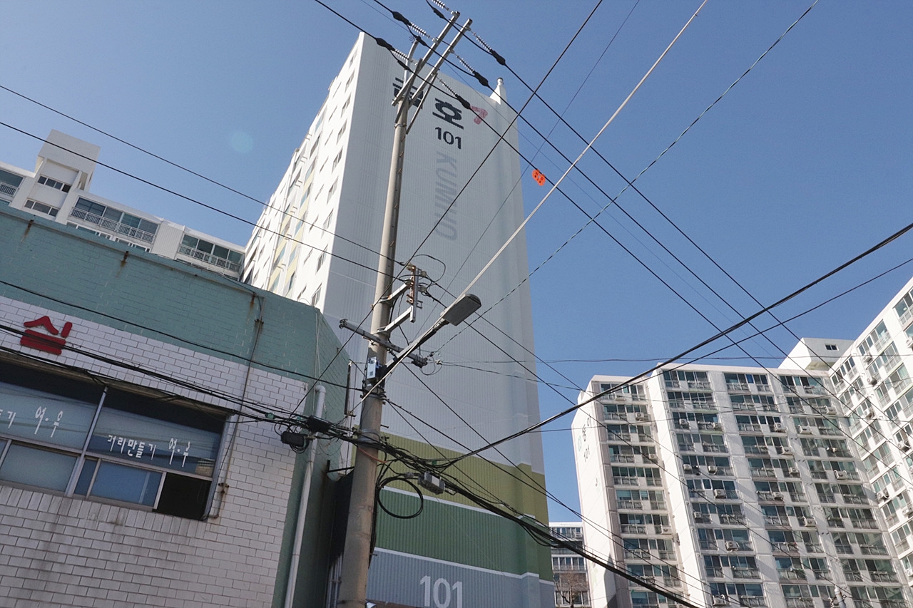 Building entrance with signage