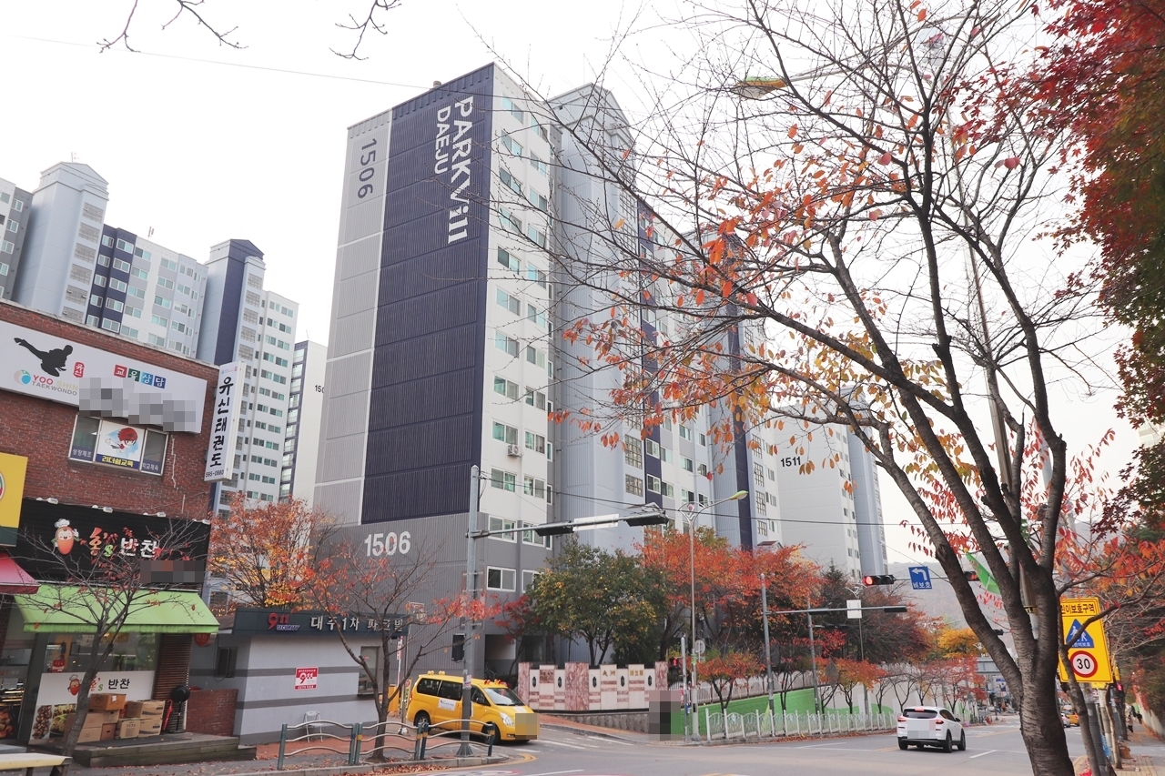 Building entrance with signage