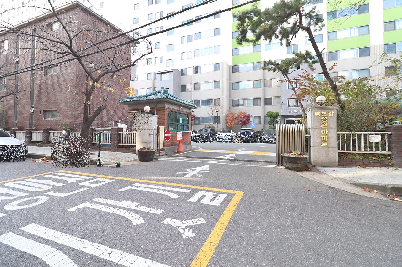 Building entrance with signage