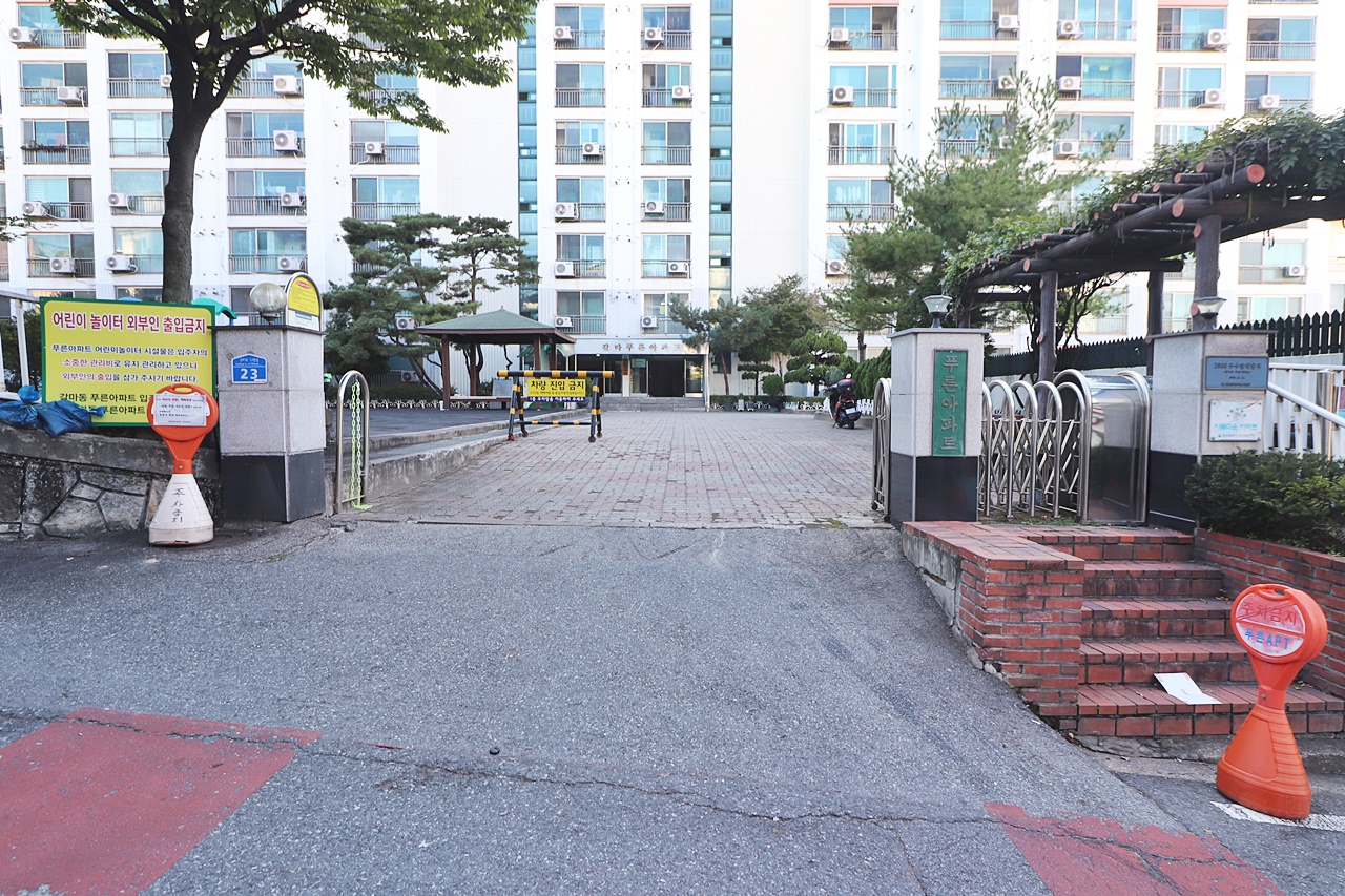Building entrance with signage