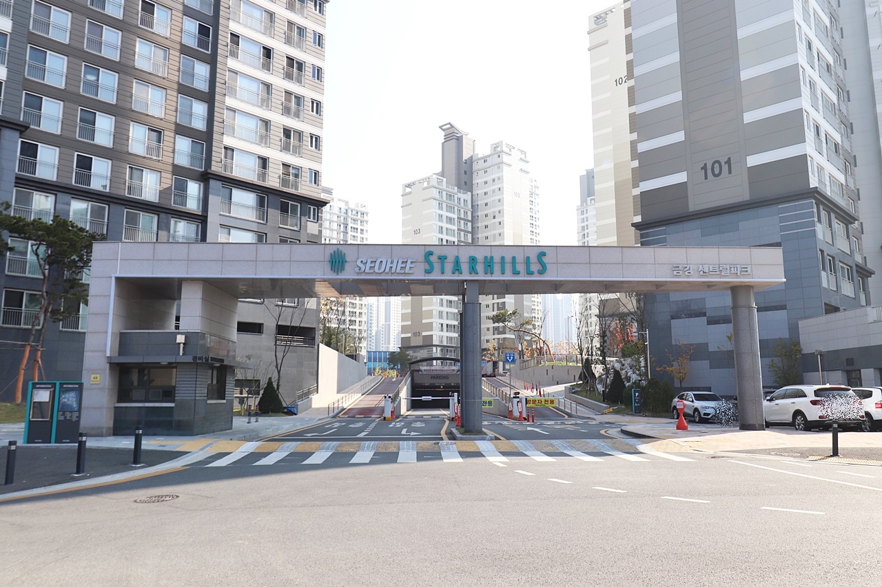 Building entrance with signage