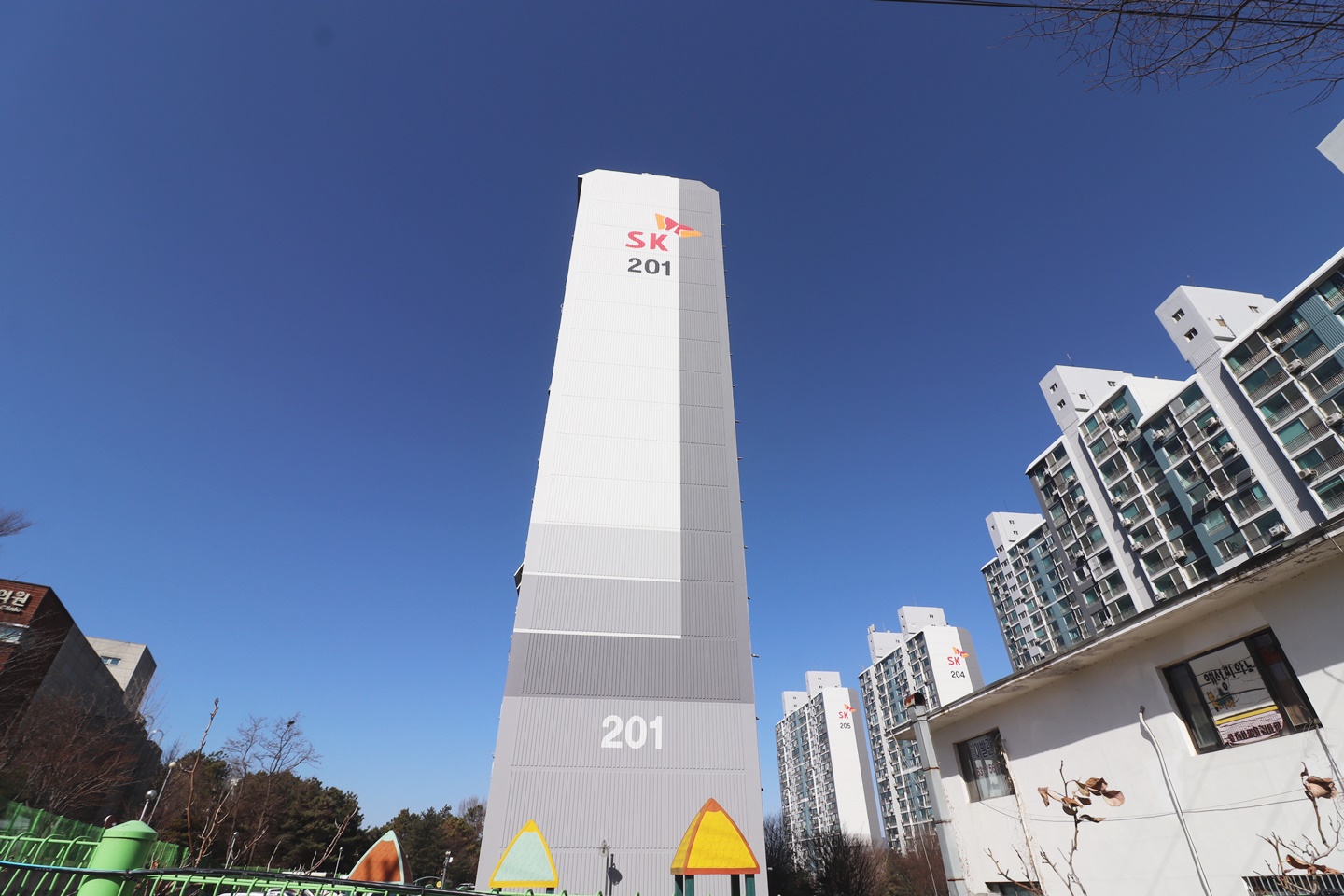 Building entrance with signage