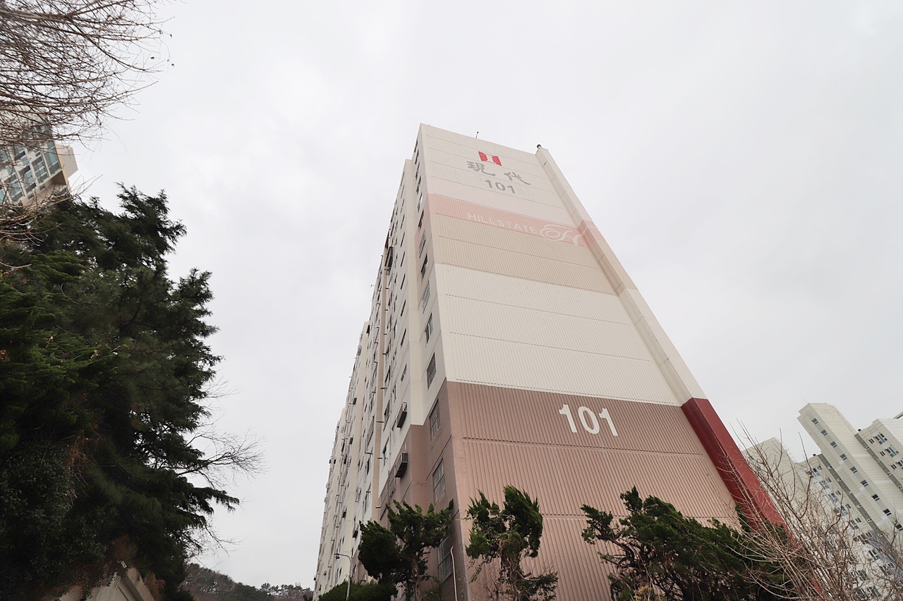 Building entrance with signage