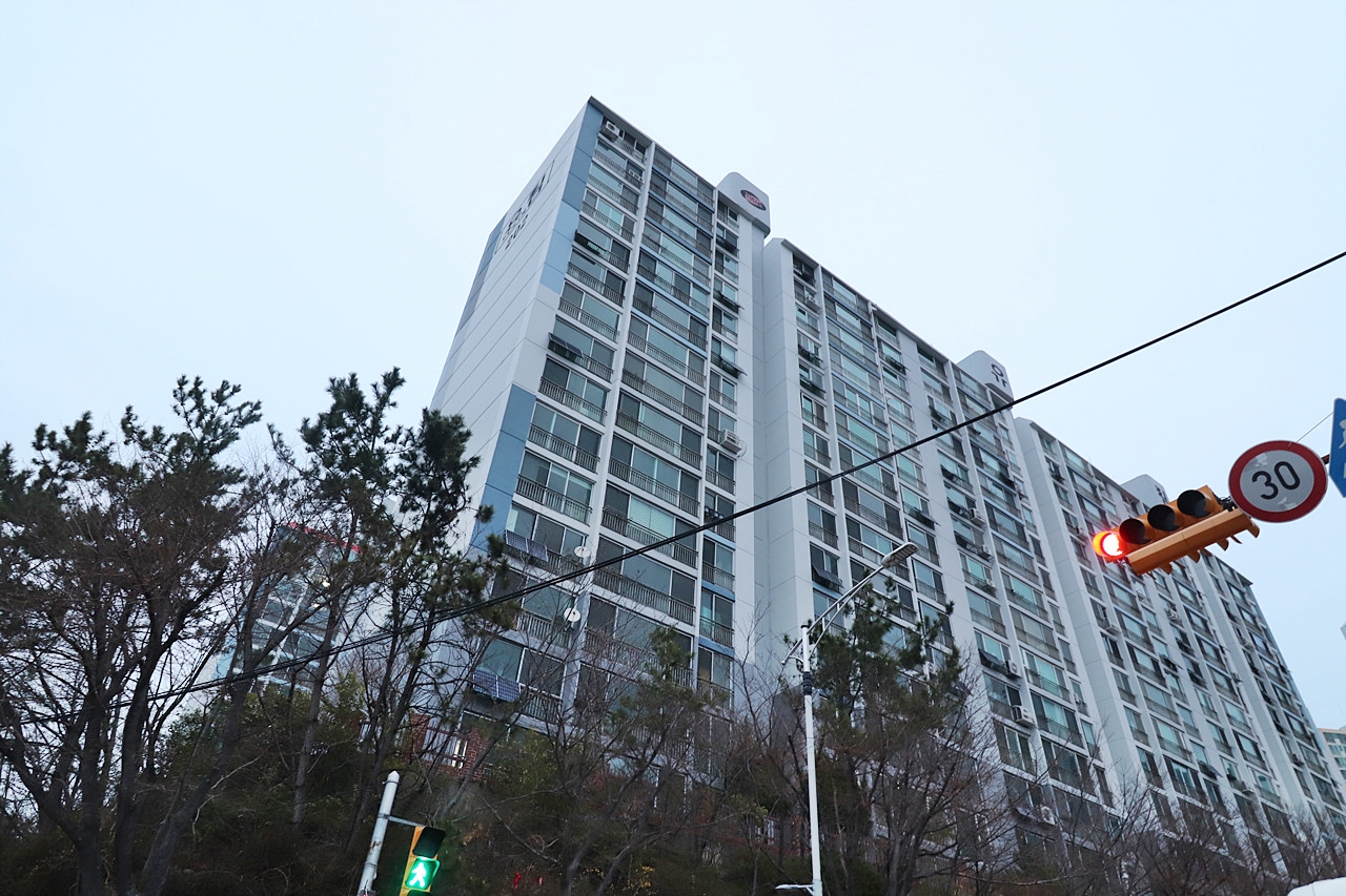 Building entrance with signage