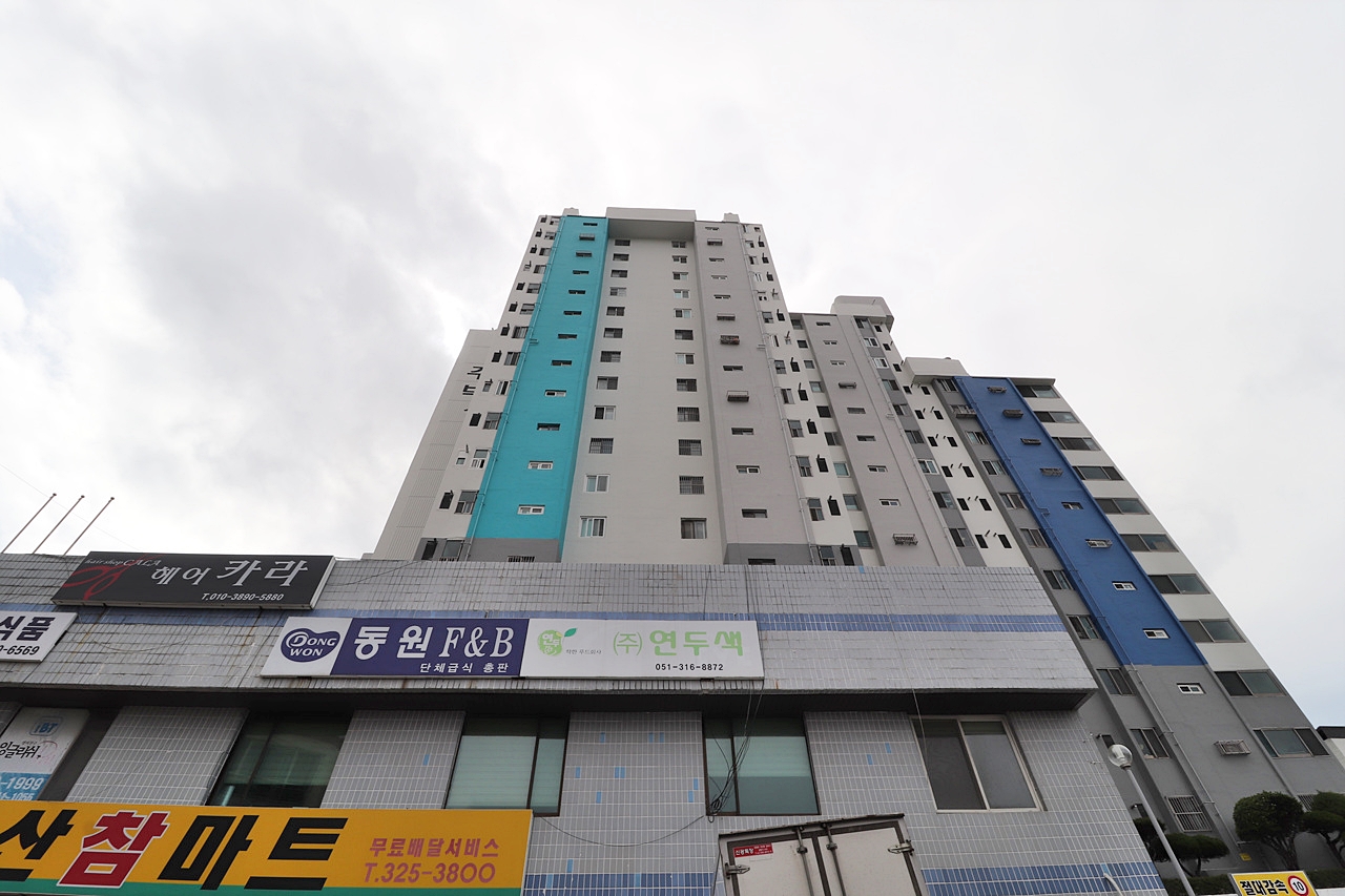 Building entrance with signage