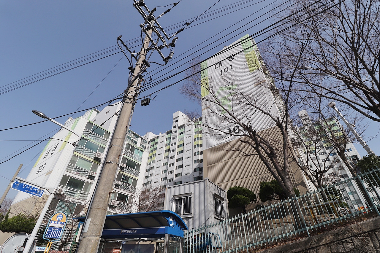 Building entrance with signage