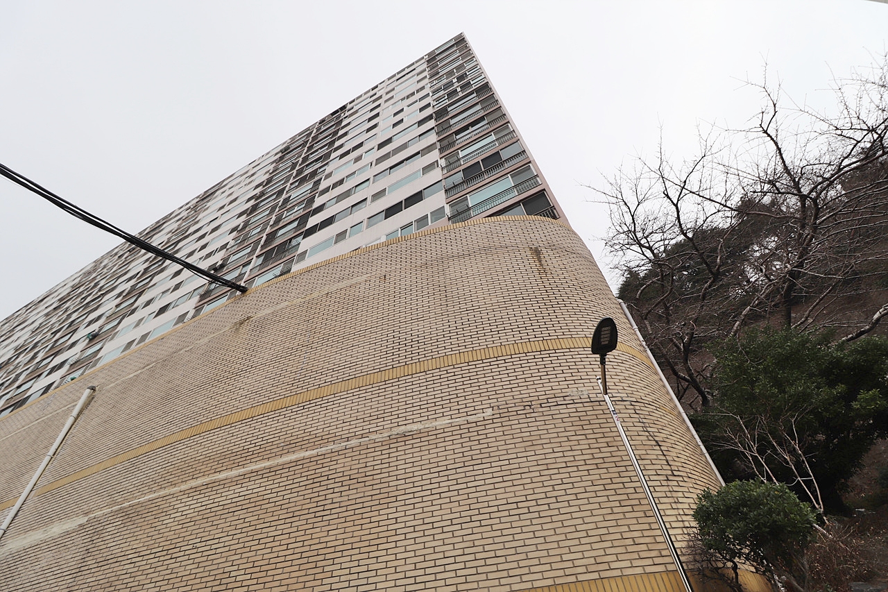Building entrance with signage