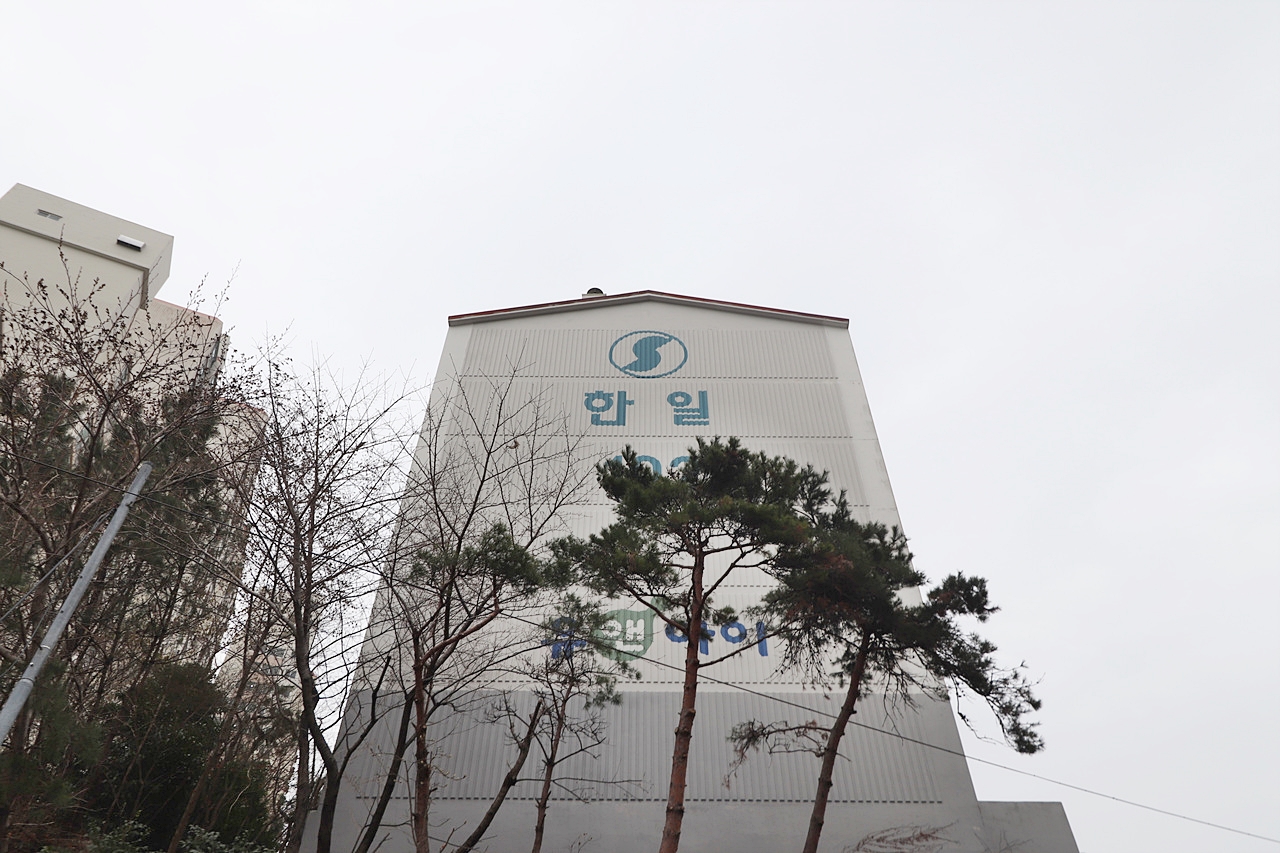 Building entrance with signage