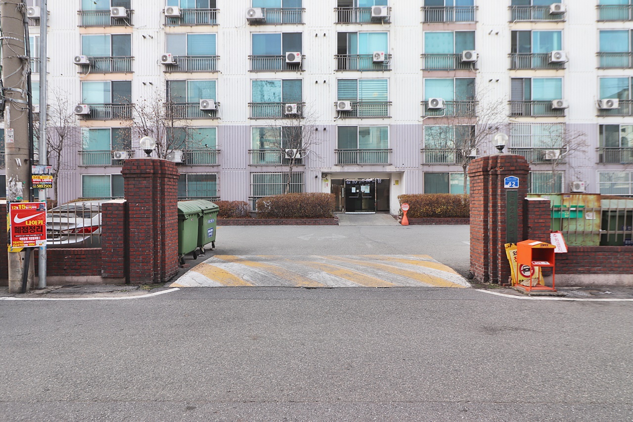 Building entrance with signage