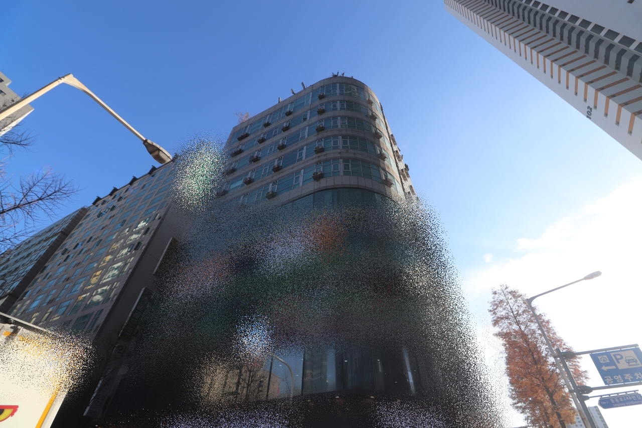 Building entrance with signage