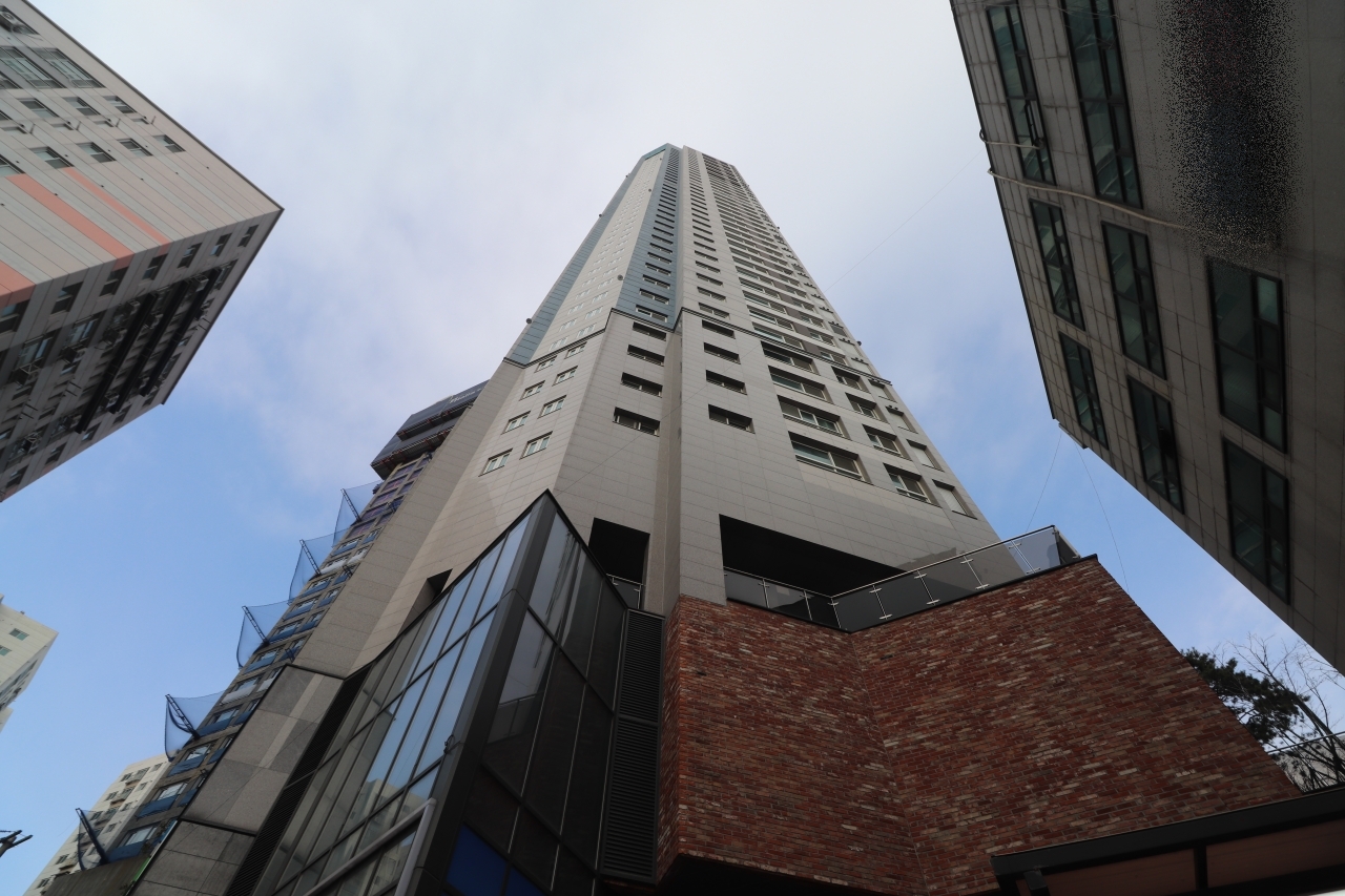 Building entrance with signage