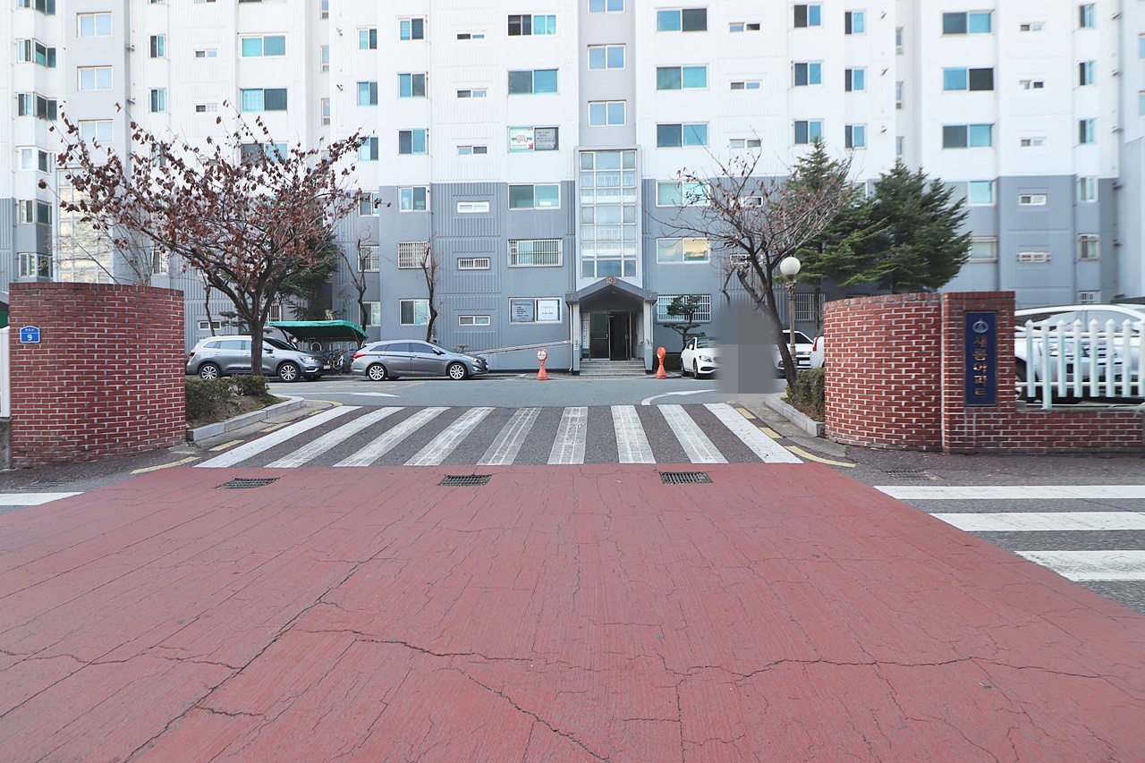 Building entrance with signage