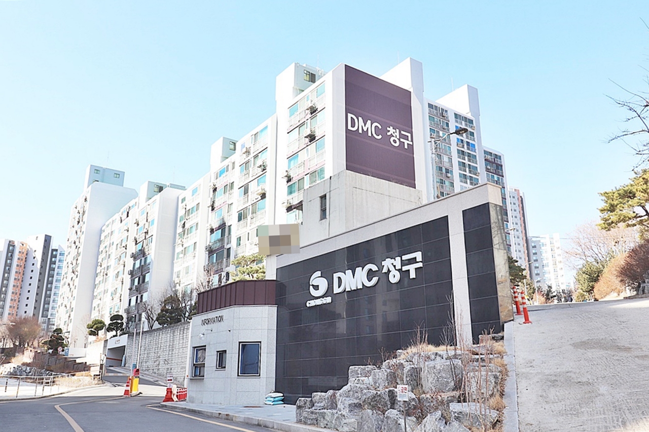 Building entrance with signage