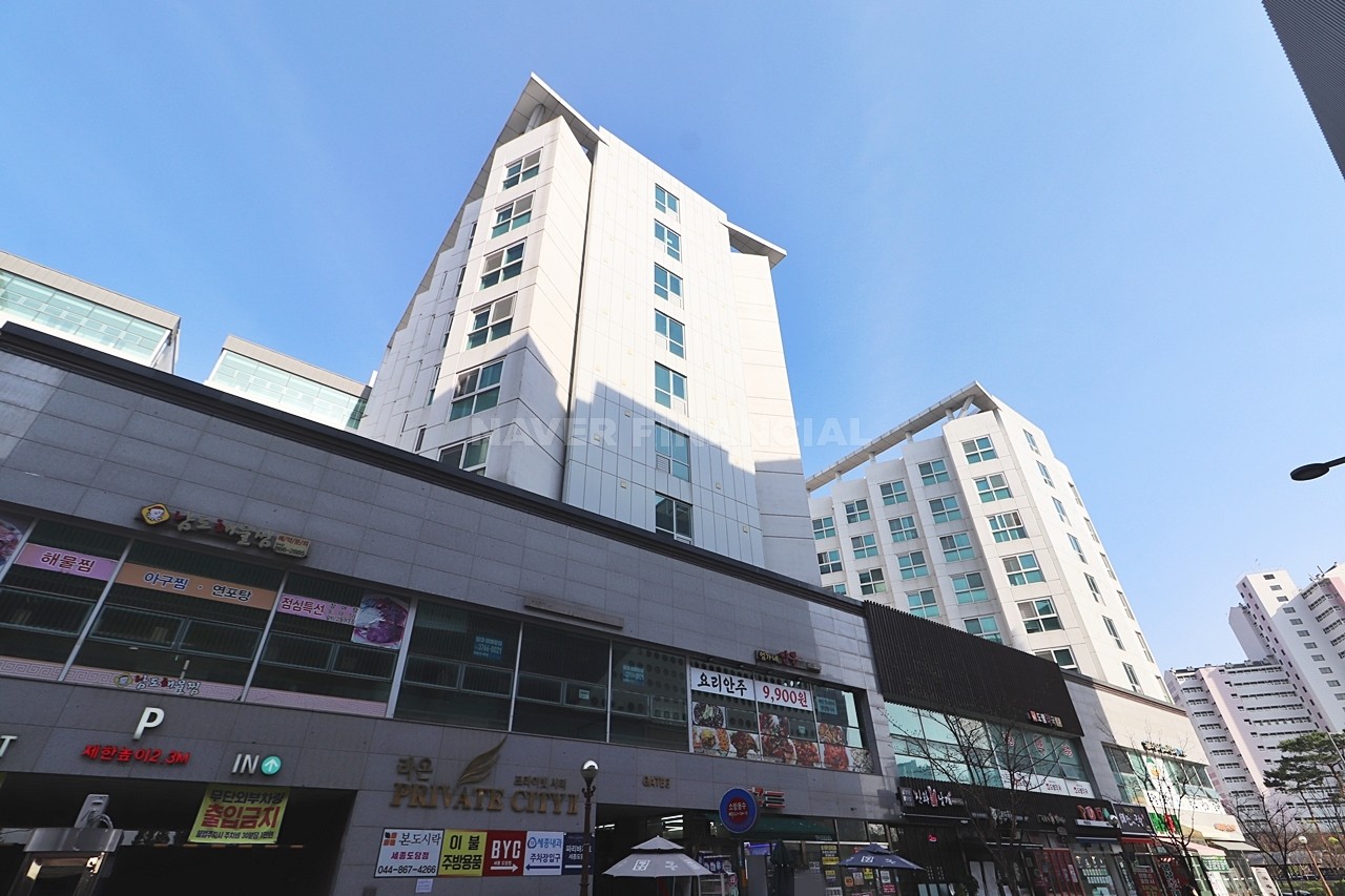 Building entrance with signage