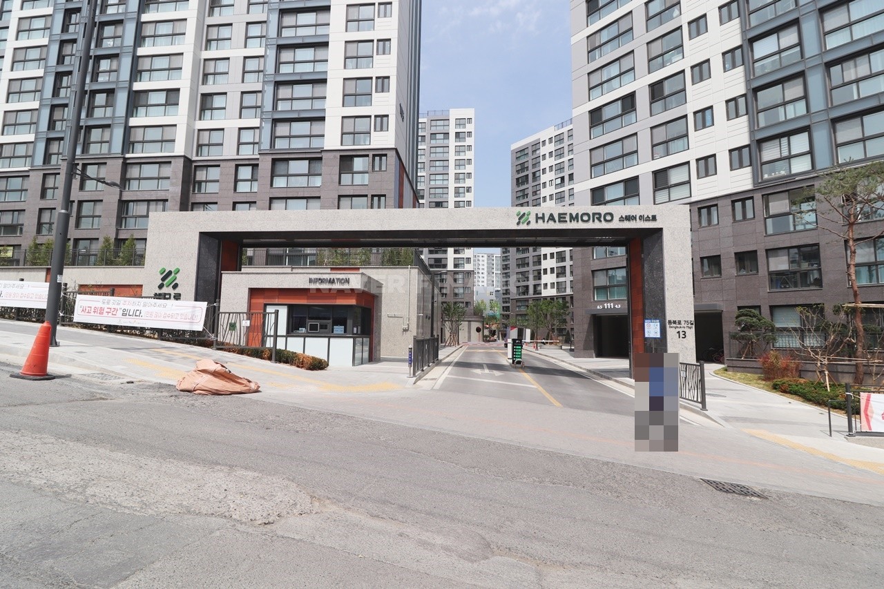 Building entrance with signage