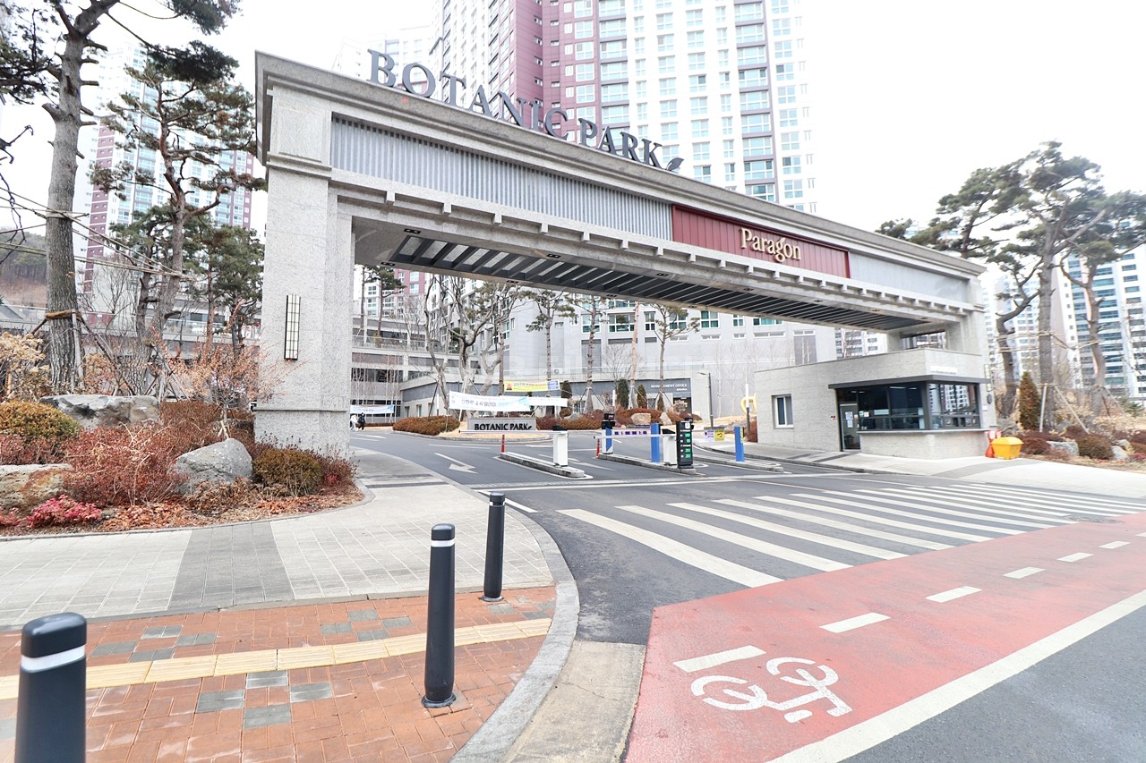 Building entrance with signage