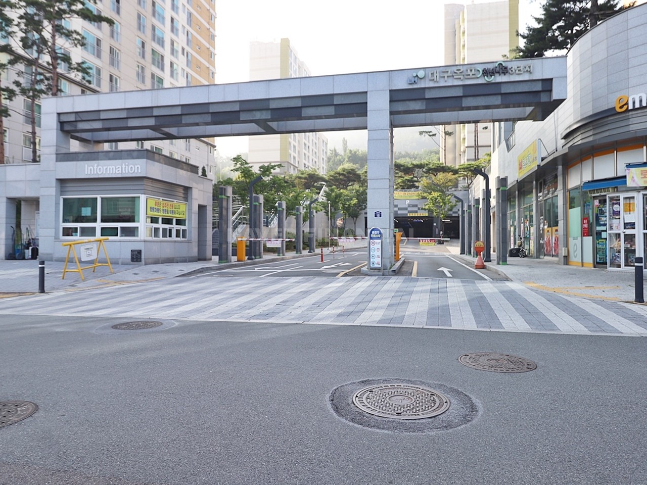 Building entrance with signage