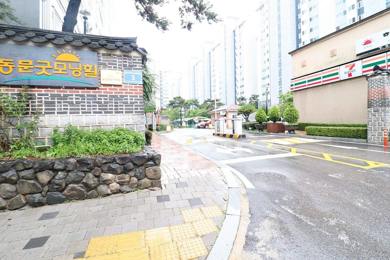 Building entrance with signage