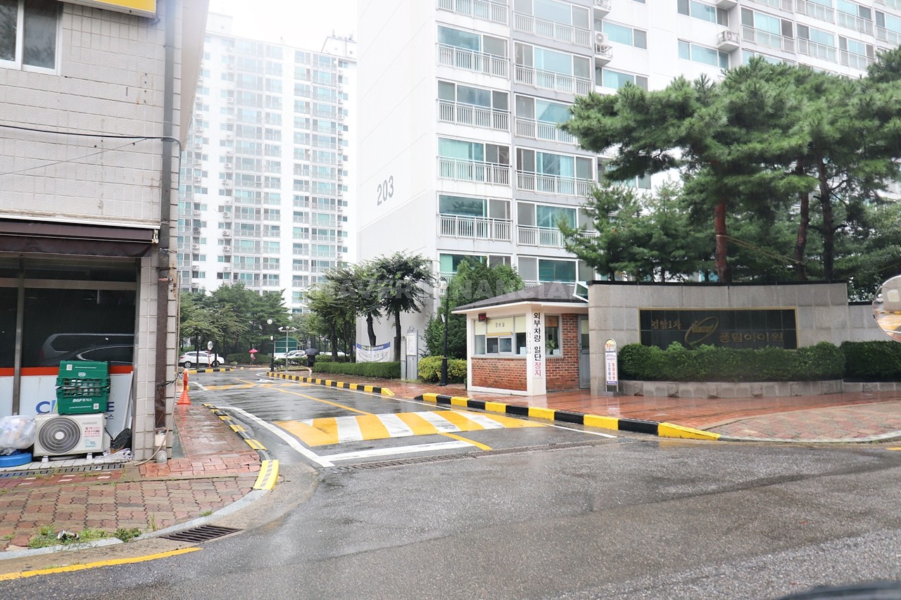 Building entrance with signage