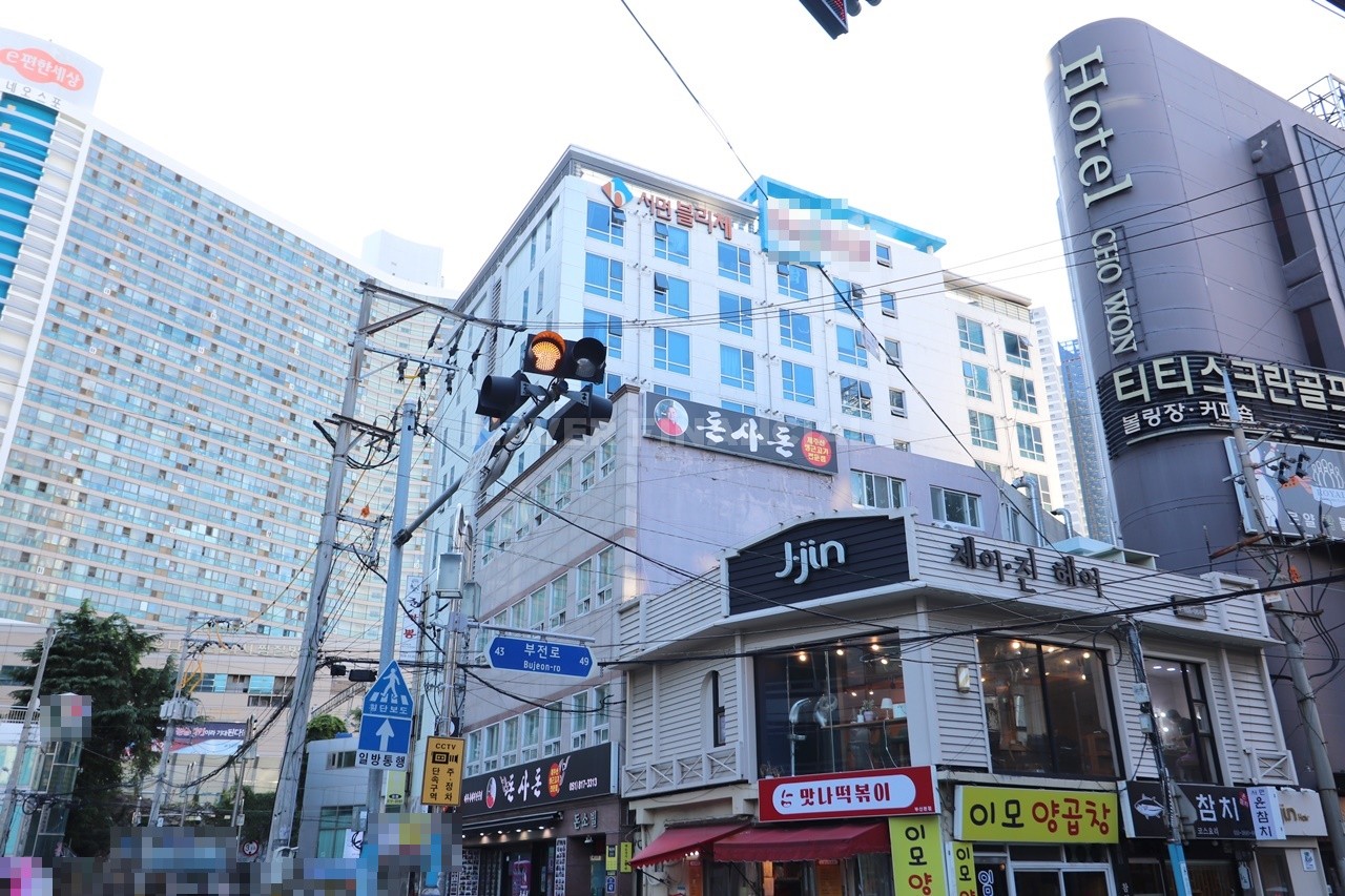 Building entrance with signage