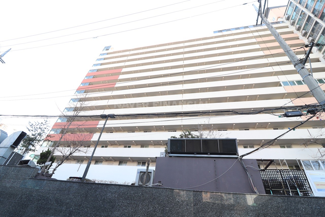 Building entrance with signage