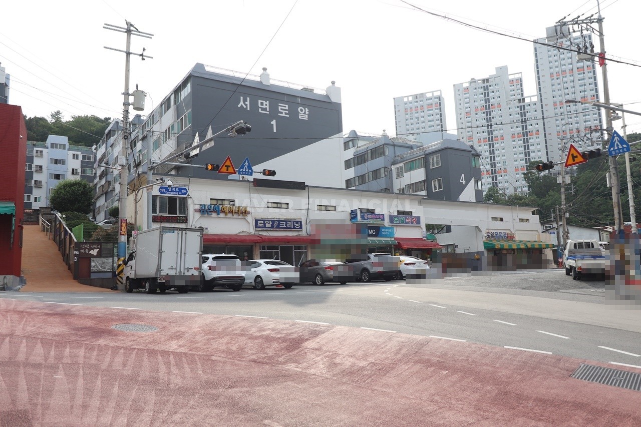 Building entrance with signage