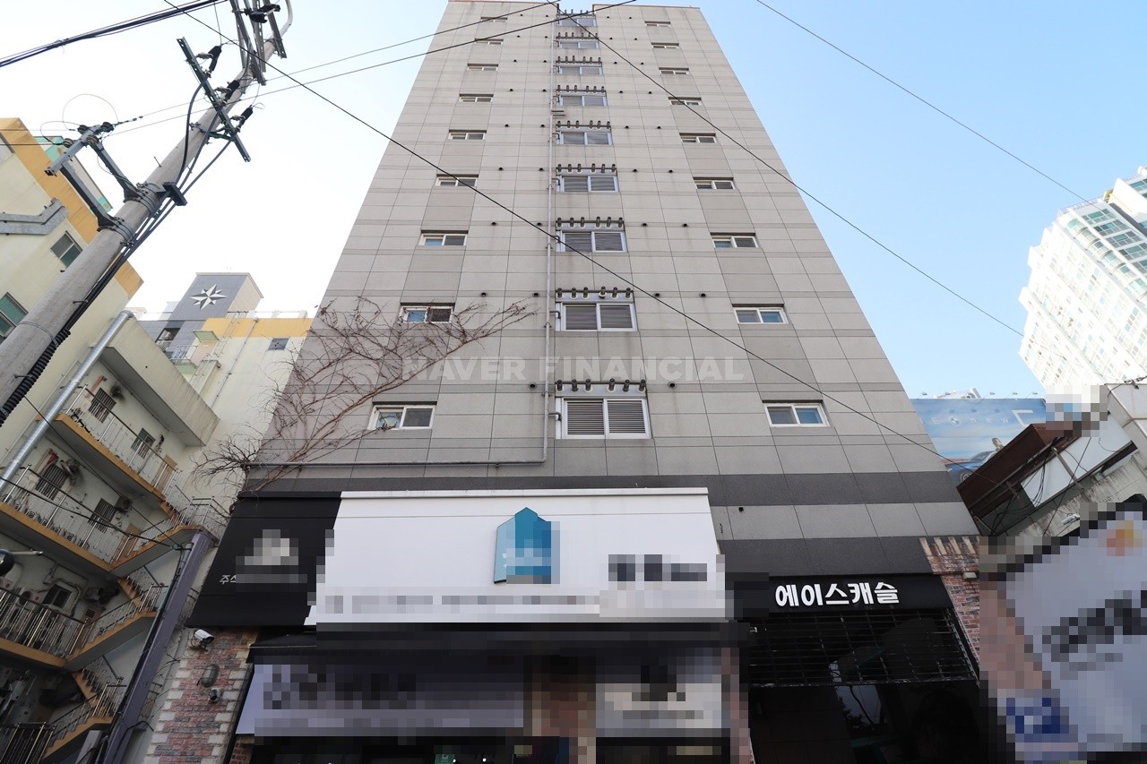 Building entrance with signage