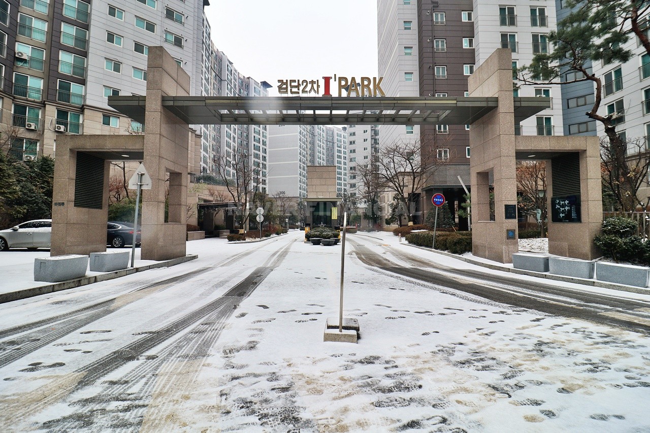 Building entrance with signage
