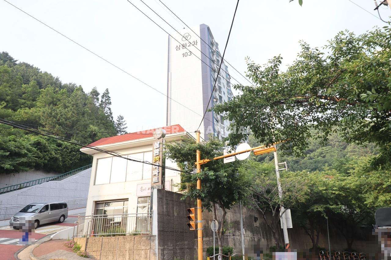 Building entrance with signage