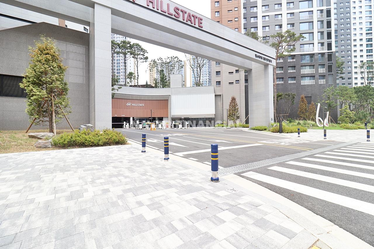 Building entrance with signage