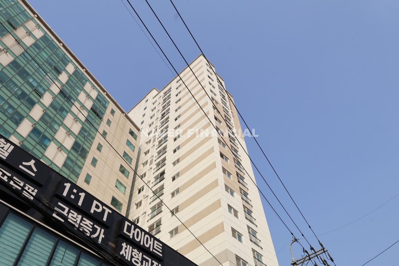 Building entrance with signage