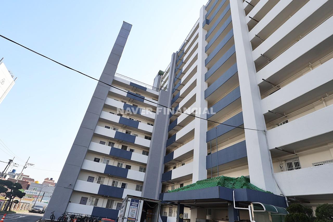 Building entrance with signage