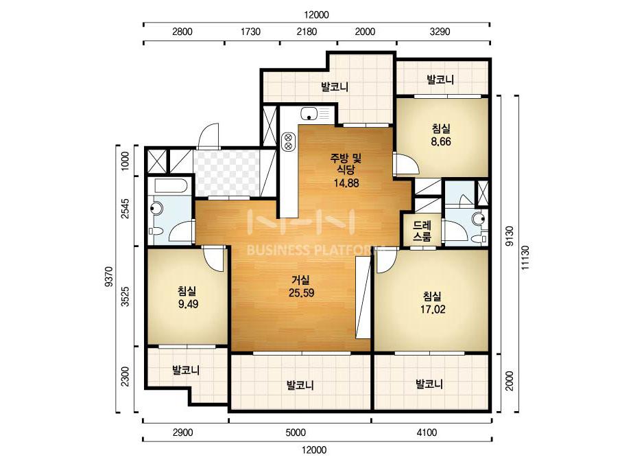 경기도 남양주시 평내동 평내마을평내1차대주파크빌 아파트 116B㎡ 30평형대